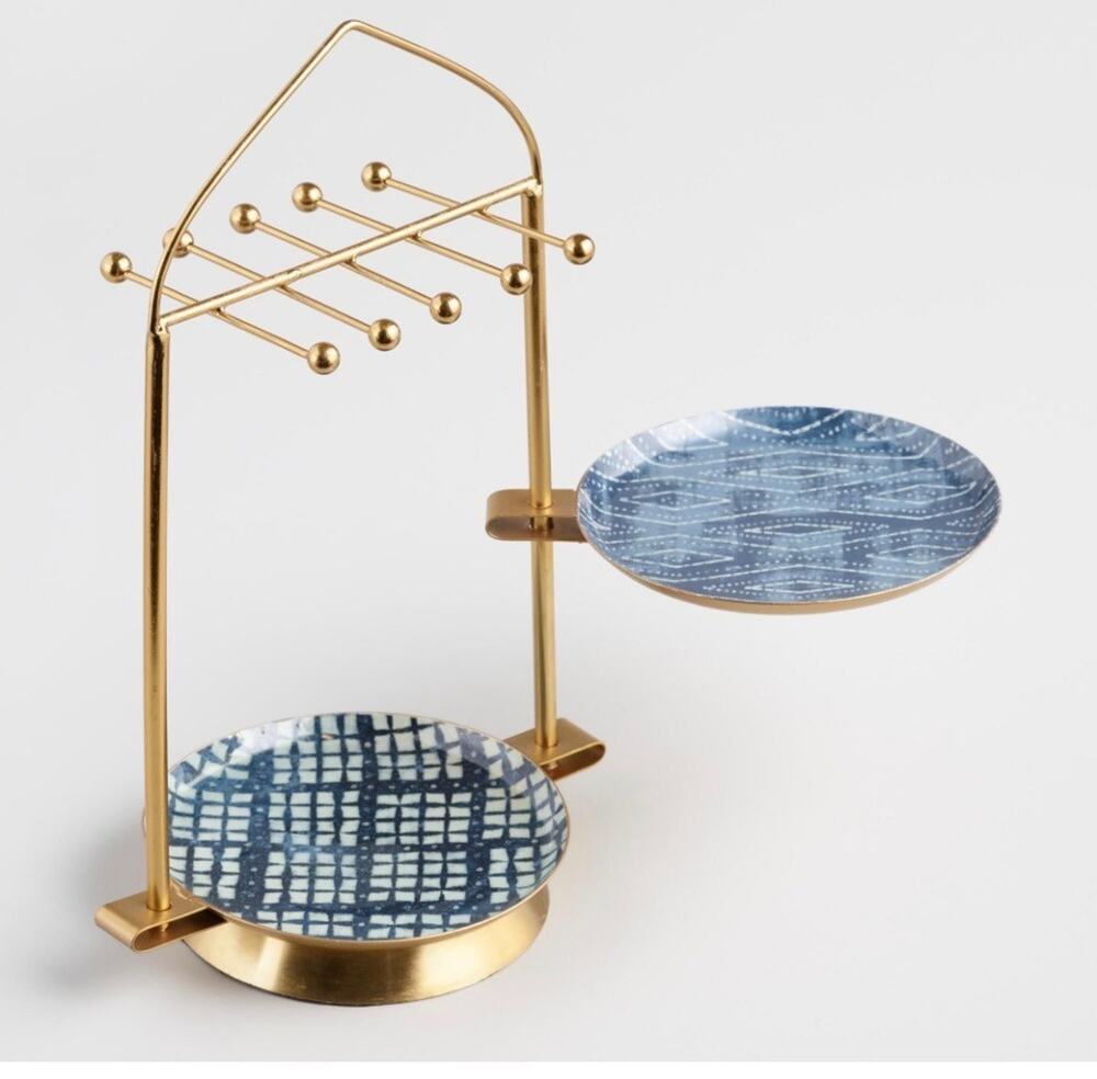 jewelry holder retro blue gold world market
